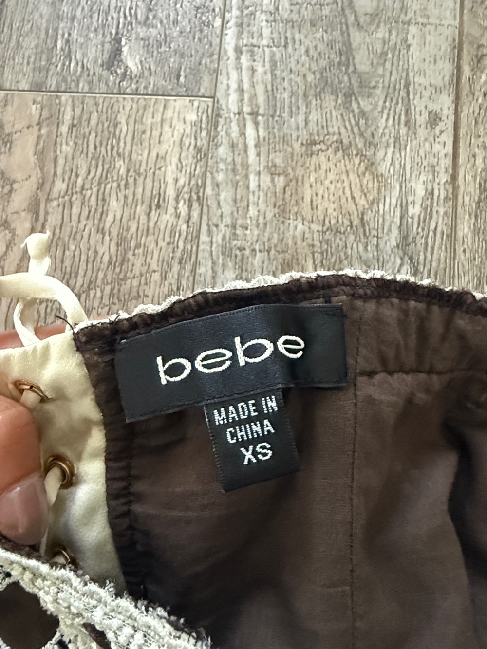 Bebe Brown and Cream Crochet Lace Corset Y2K Vintage - Picture 5 of 5